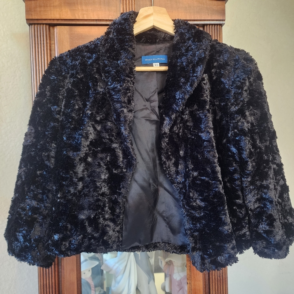 Mario Balthazar Black Faux Fur Coat